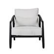 Pemberly Row Teak Wood & Olefin Outdoor Accent Chair in Cream/Black