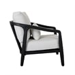 Pemberly Row Teak Wood & Olefin Outdoor Accent Chair in Cream/Black