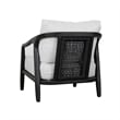 Pemberly Row Teak Wood & Olefin Outdoor Accent Chair in Cream/Black