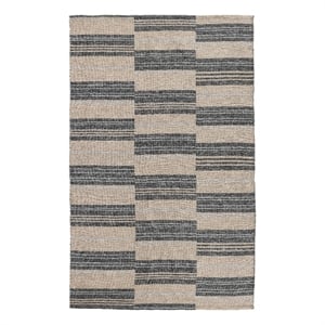 Pemberly Row 96 x 120&quot Polypropylene Fabric Area Rug in Charcoal/Natural
