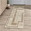Pemberly Row 2.6' x 8' Abstract Geometric Wool Area Rug in Natural/Ivory