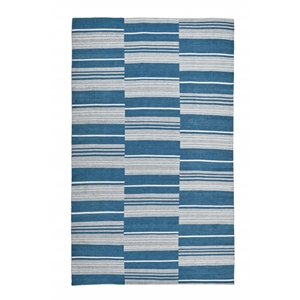 Pemberly Row 96x120&quot Outdoor Polypropylene Fabric Area Rug in Blue