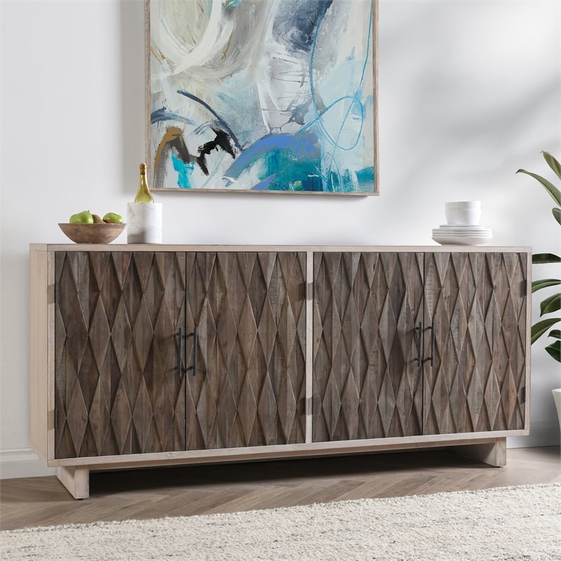 Pemberly Row Transitional 4-Door Wood Sideboard in Bone White