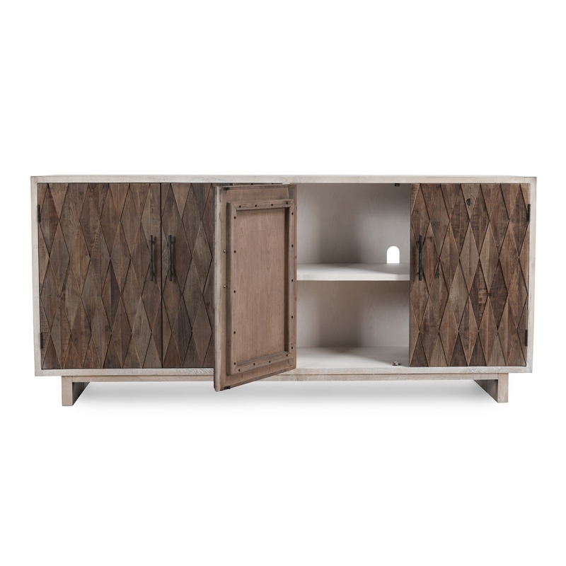 Pemberly Row Transitional 4-Door Wood Sideboard in Bone White