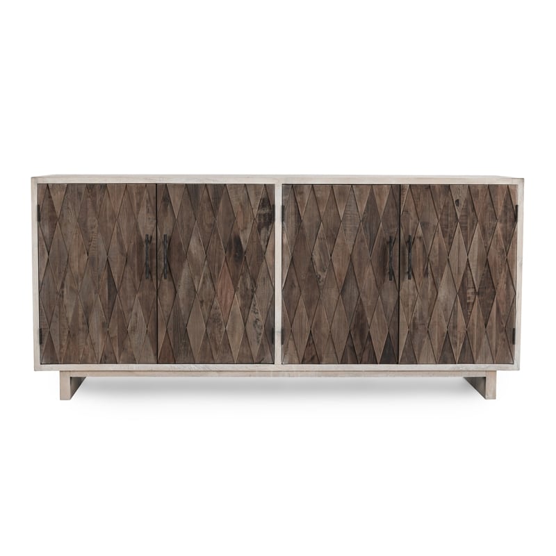 Pemberly Row Transitional 4-Door Wood Sideboard in Bone White