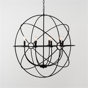 Pemberly Row 8-Light Iron Globe Chandelier in Black Finish by Pemberly Row