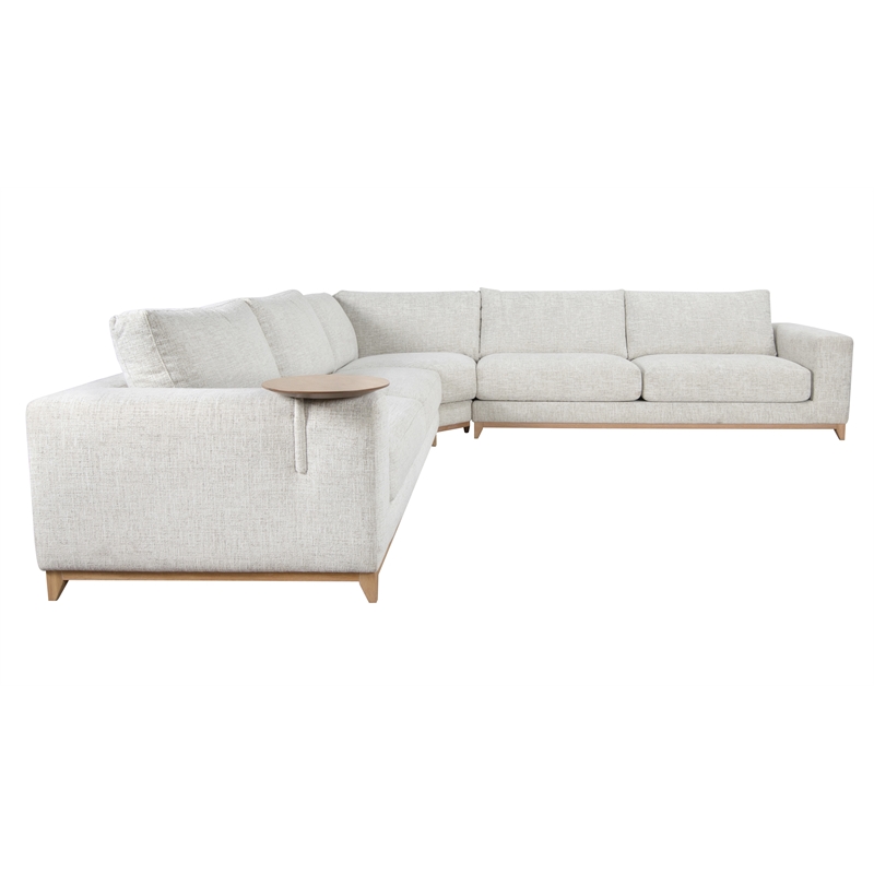 Pemberly Row Traditional Fabric Upholstered Sectional Sofa in Sand