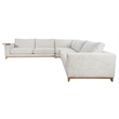 Pemberly Row Traditional Fabric Upholstered Sectional Sofa in Sand