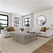 Pemberly Row Traditional Fabric Upholstered Sectional Sofa in Sand
