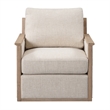 Pemberly Row Fabric Linen Upholstery Swivel Accent Chair in Natural