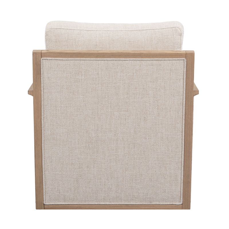 Pemberly Row Fabric Linen Upholstery Swivel Accent Chair in Natural