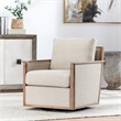 Pemberly Row Fabric Linen Upholstery Swivel Accent Chair in Natural