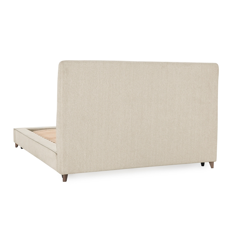 Pemberly Row Traditional Cream Finish Fabric Upholstered Queen Bed