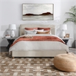 Pemberly Row Traditional Cream Fabric Upholstered California King Bed
