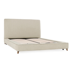 Pemberly Row Traditional Cream Fabric Upholstered Eastern King Bed