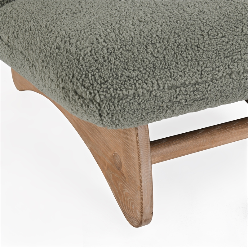 Pemberly Row Accent Chair Green Upholstery Fabric with Solid Oak Frame