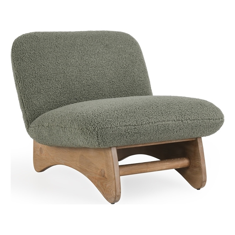 Pemberly Row Accent Chair Green Upholstery Fabric with Solid Oak Frame