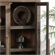 Pemberly Row Tall Oak Wood Cabinet with Glass Doors- Brown Finish
