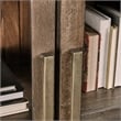 Pemberly Row Tall Oak Wood Cabinet with Glass Doors- Brown Finish