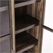 Pemberly Row Tall Oak Wood Cabinet with Glass Doors- Brown Finish