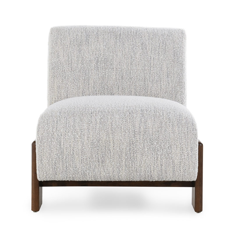 Pemberly Row Fabric Accent Chair - Ivory with Dynamic Wood Frame