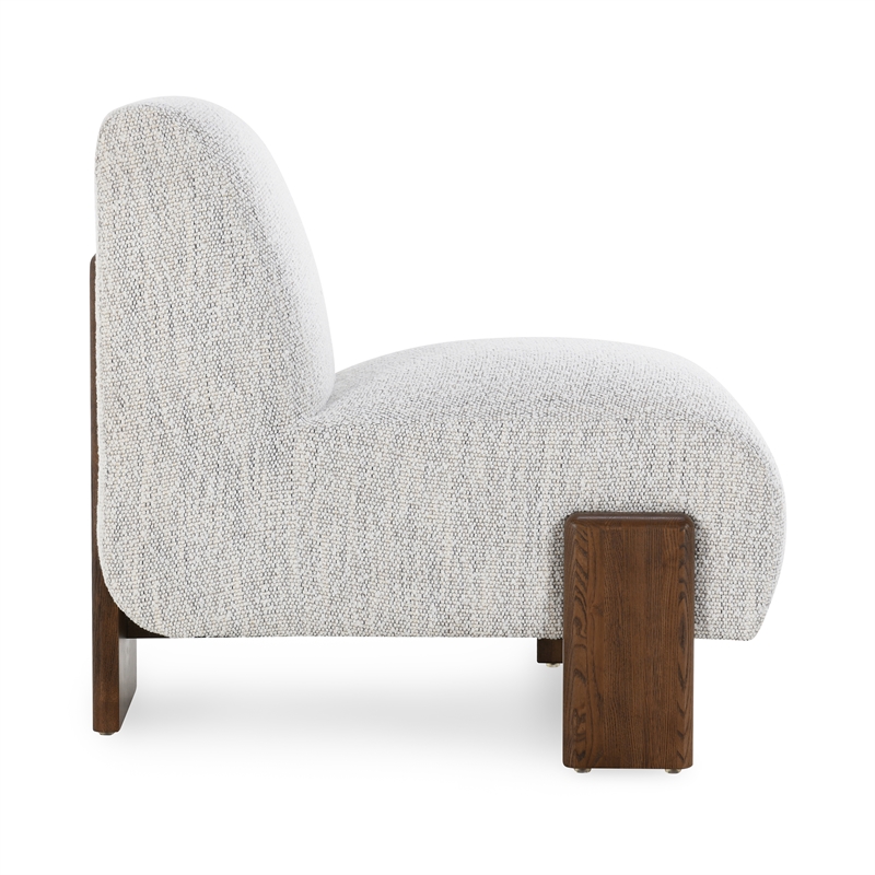 Pemberly Row Fabric Accent Chair - Ivory with Dynamic Wood Frame