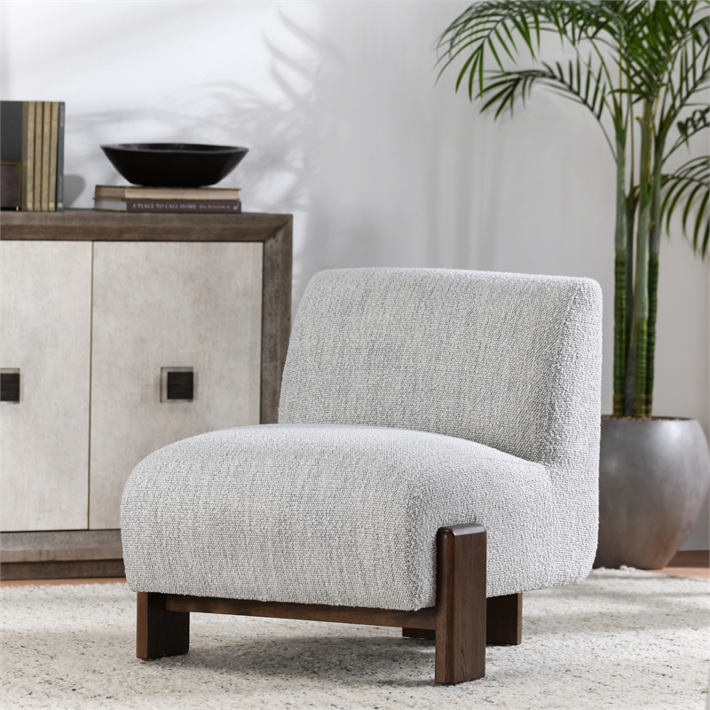 Pemberly Row Fabric Accent Chair - Ivory with Dynamic Wood Frame