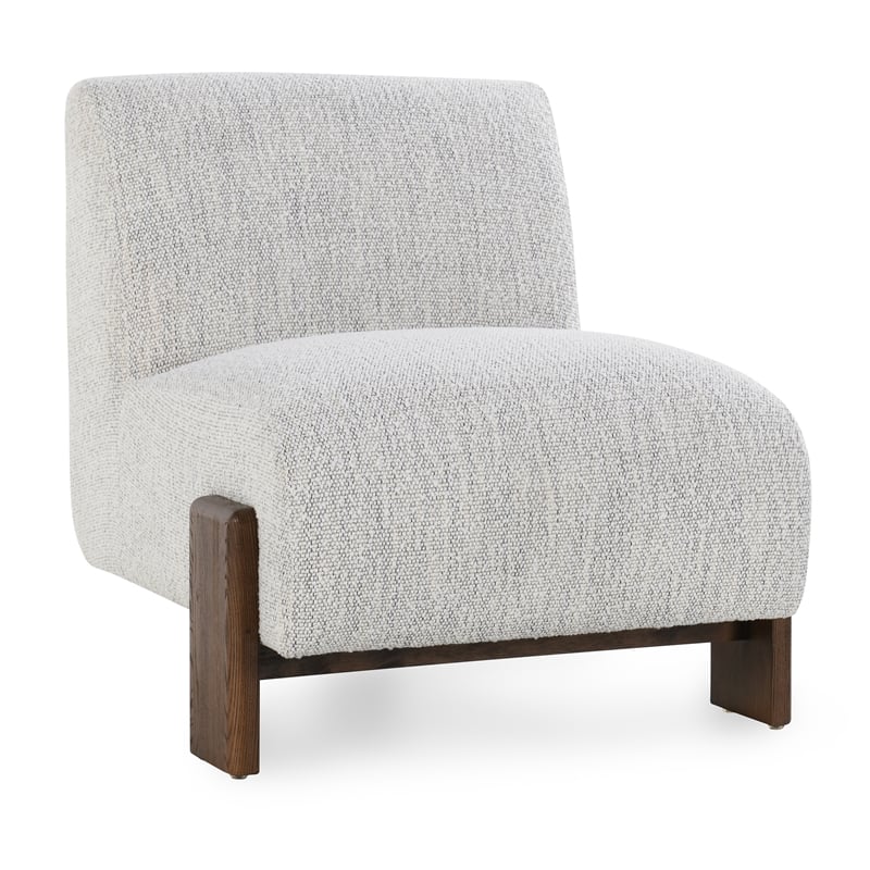 Pemberly Row Fabric Accent Chair - Ivory with Dynamic Wood Frame
