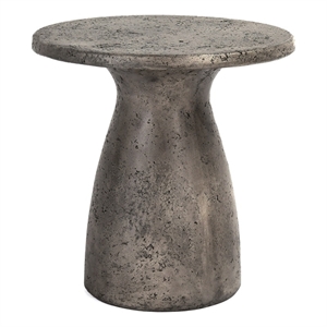 Pemberly Row 16&quot Concrete Stone Outdoor Accent Table in Dark Gray