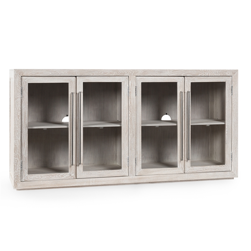 Pemberly Row Four Door Solid Wood Sideboard - White Wash Finish