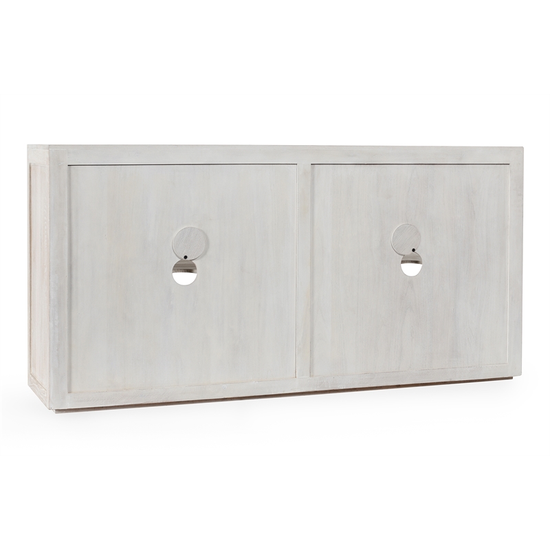 Pemberly Row Four Door Solid Wood Sideboard - White Wash Finish