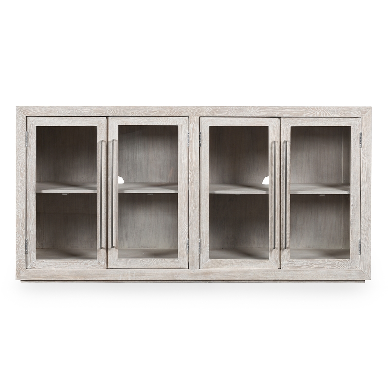Pemberly Row Four Door Solid Wood Sideboard - White Wash Finish
