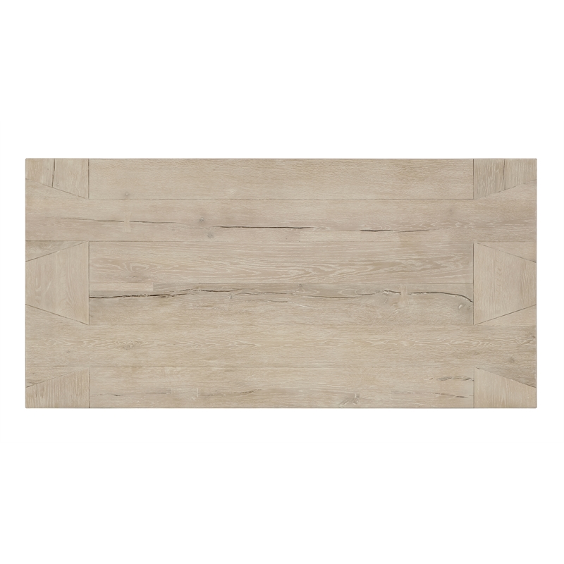 Pemberly Row Reclaimed Oak Wood Coffee Table in Meadow White