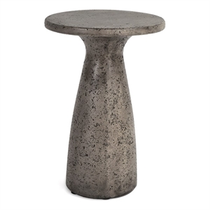 Pemberly Row 19&quot Concrete Stone Outdoor Accent Table in Dark Gray