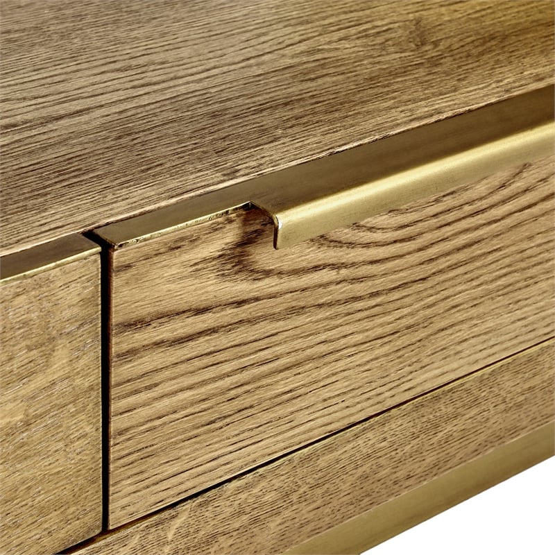 Pemberly Row Traditional Four-Drawer Wood Coffee Table in Medium Oak