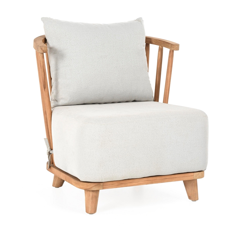 Pemberly Row Contemporary Outdoor Wood Frame Accent Chair in Natural