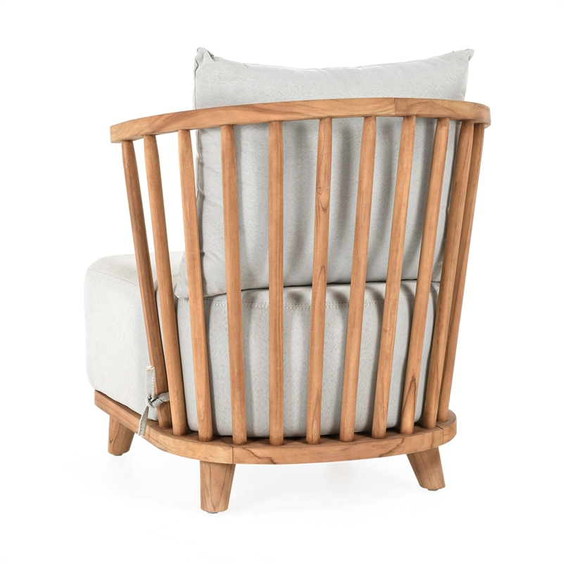 Pemberly Row Contemporary Outdoor Wood Frame Accent Chair in Natural