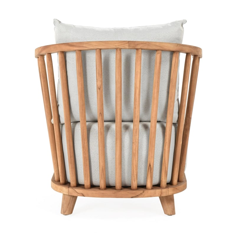 Pemberly Row Contemporary Outdoor Wood Frame Accent Chair in Natural