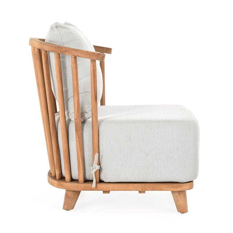 Pemberly Row Contemporary Outdoor Wood Frame Accent Chair in Natural