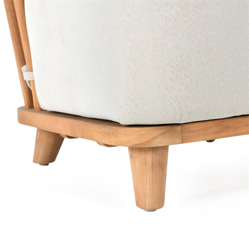 Pemberly Row Contemporary Outdoor Wood Frame Accent Chair in Natural