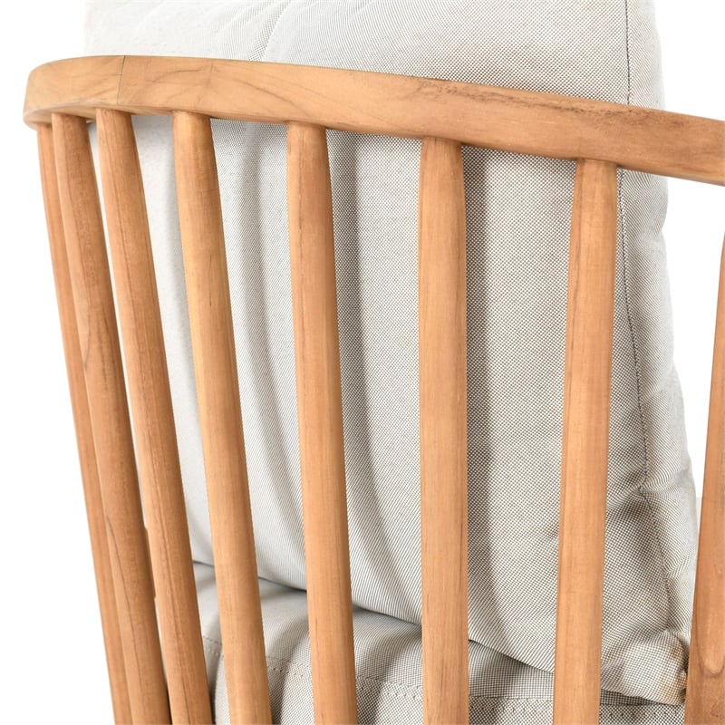 Pemberly Row Contemporary Outdoor Wood Frame Accent Chair in Natural