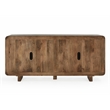 Pemberly Row Geometric Pattern Four Door Mango Wood Sideboard in Brown