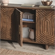 Pemberly Row Geometric Pattern Four Door Mango Wood Sideboard in Brown