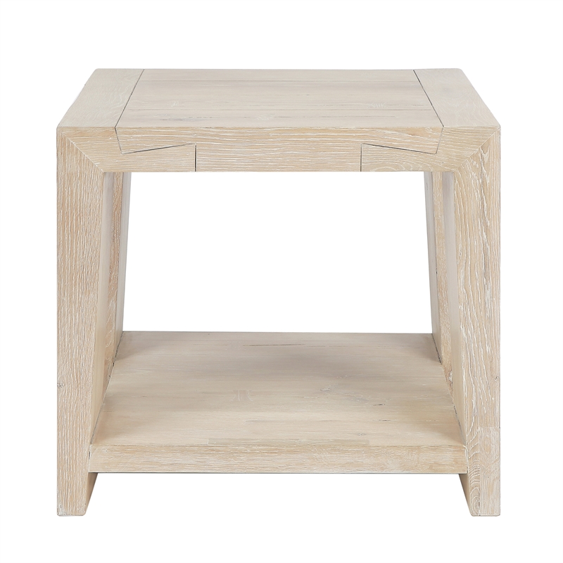 Pemberly Row Contemporary Rustic Tan Cracked Oak Wood End Table