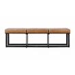 Pemberly Row Traditional Leather and Tube Iron Narrow Bench in Chestnut