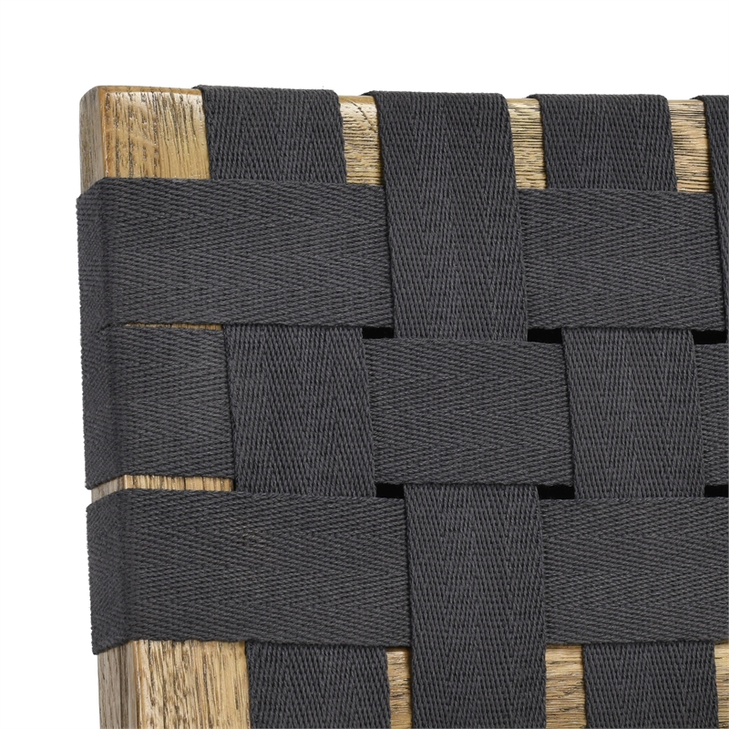Pemberly Row Set of 2 Oak Wood Dining Chairs with Black Webbing