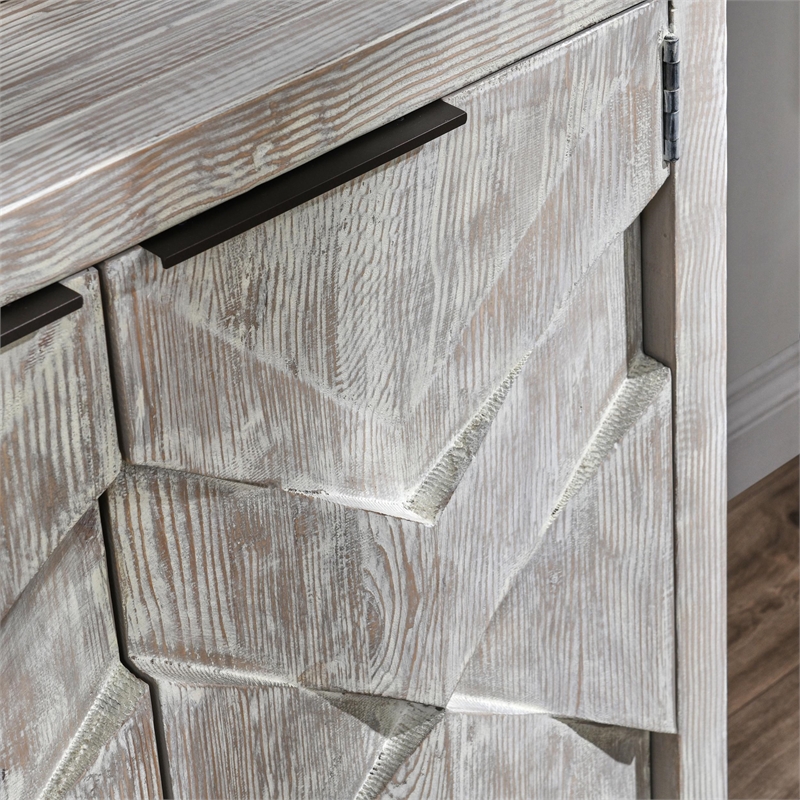 Pemberly Row Reclaimed Pine Wood Sideboard - Six-Door in Vintage White