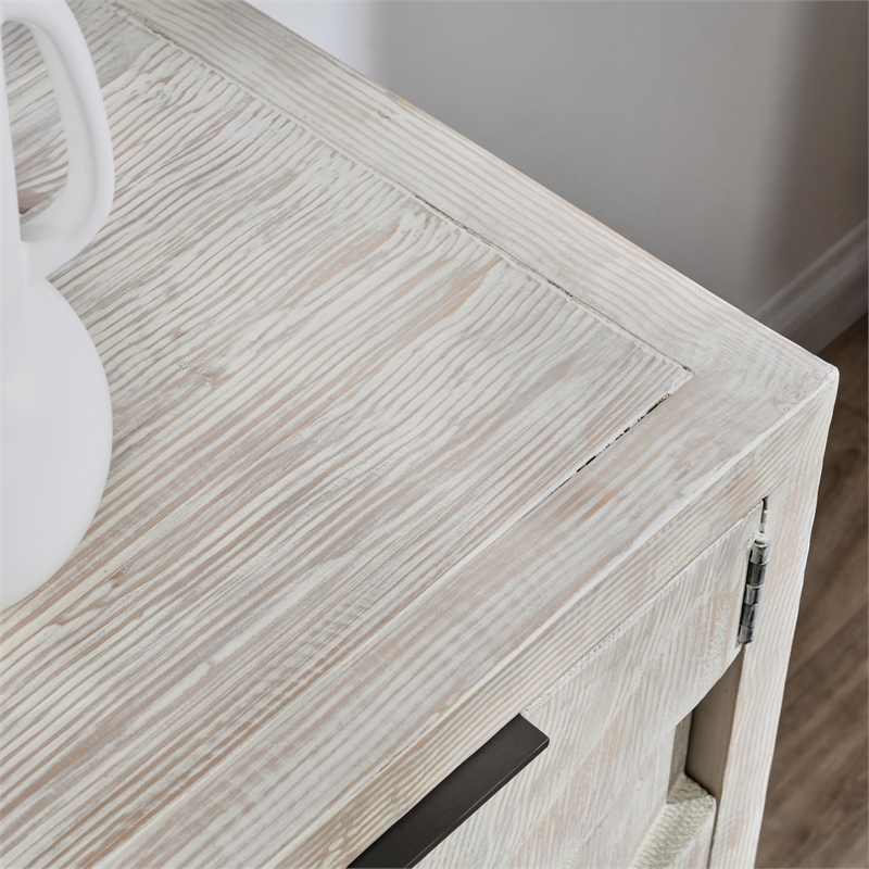 Pemberly Row Reclaimed Pine Wood Sideboard - Six-Door in Vintage White