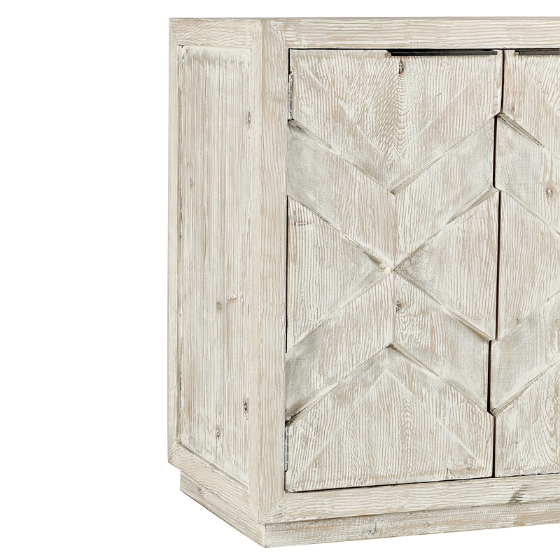 Pemberly Row Reclaimed Pine Wood Sideboard - Six-Door in Vintage White
