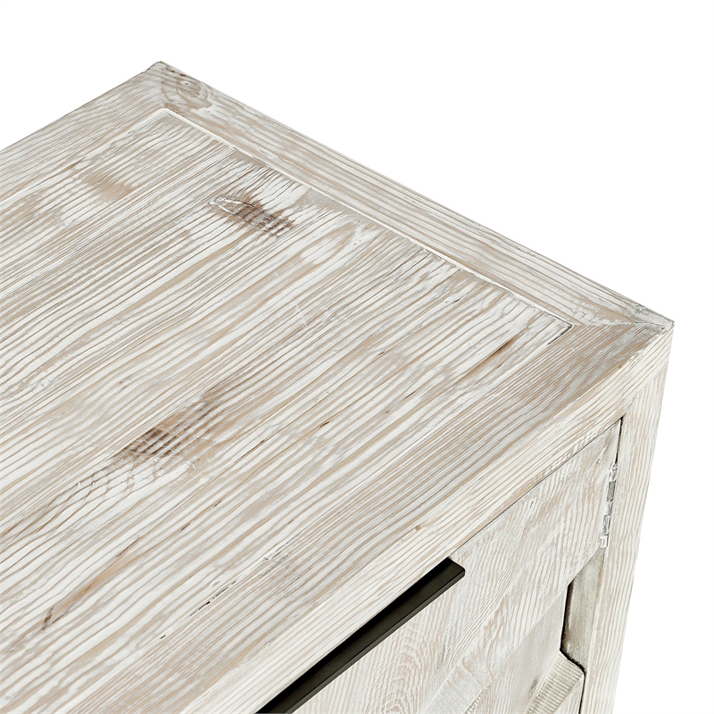 Pemberly Row Reclaimed Pine Wood Sideboard - Six-Door in Vintage White